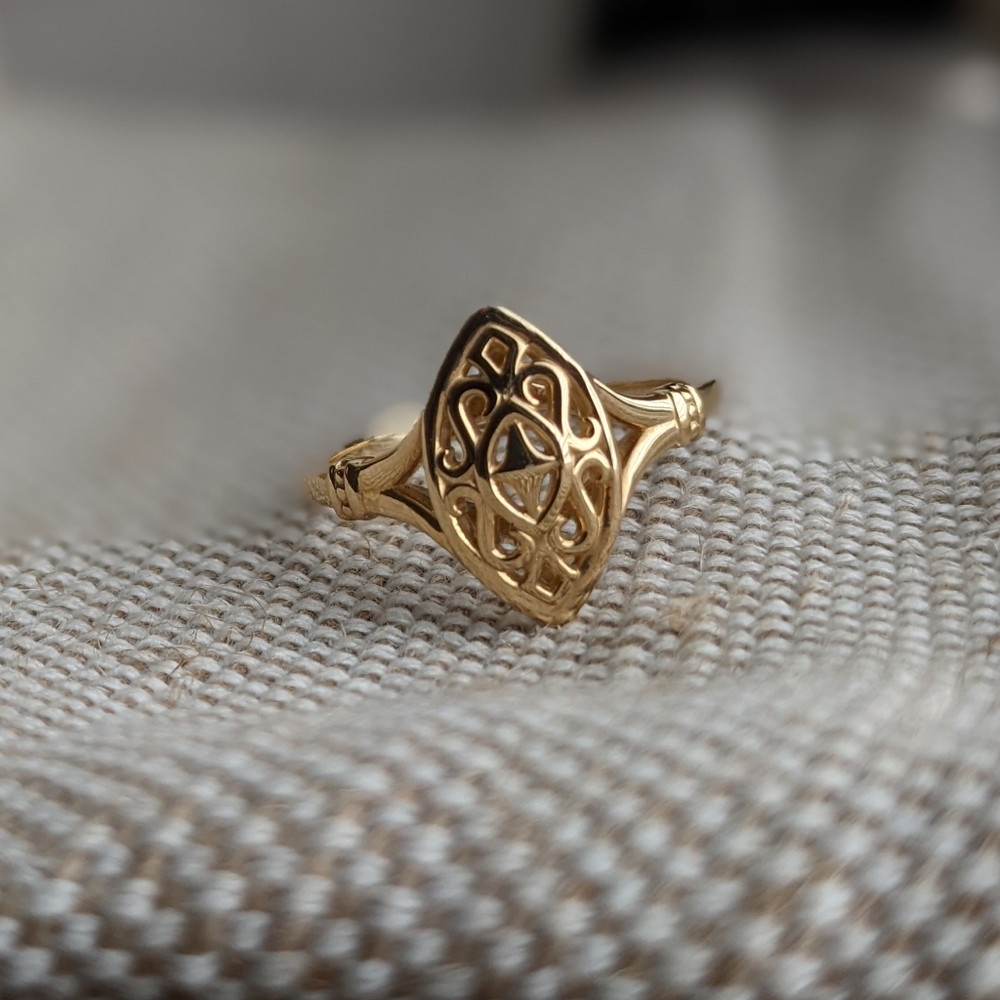 14K solid gold ring - Wings of Antiquity